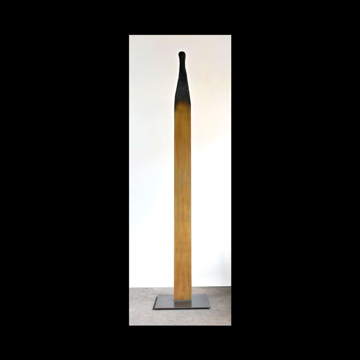 Raymond Hains Sans titre (Allumette brûlée plate), 2005. Lost-wax cast bronze, patinated, 7/8. 250 x 17 x 2 cm